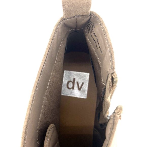 DV Dolce Size 9 Wedge Ankle Boots Booties Tan Taupe Side Zip Tie-up Faux Suede - Picture 10 of 11